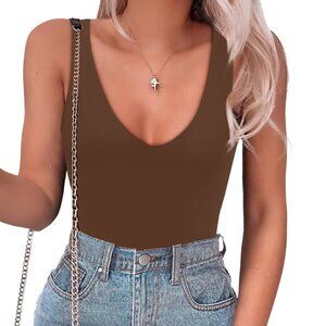 🤎 Saungkuai Plunge Deep V Neck Bodysuit | Small | NWT
